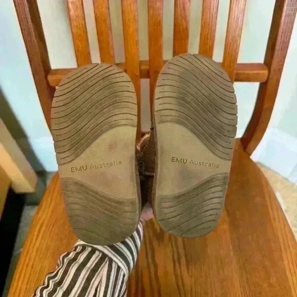 EMU Australia Kanga Walker Leather Boots Mocha Shearling Pink Size 24-30 Months - Picture 6 of 9